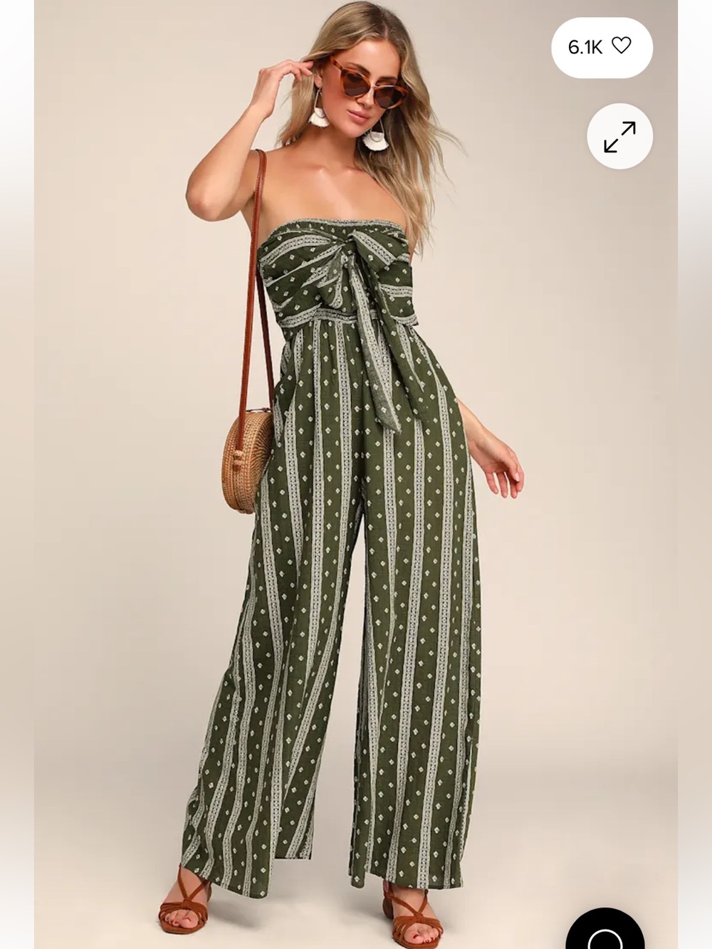 NWT Lulus Strapless Green and White Jumpsuit